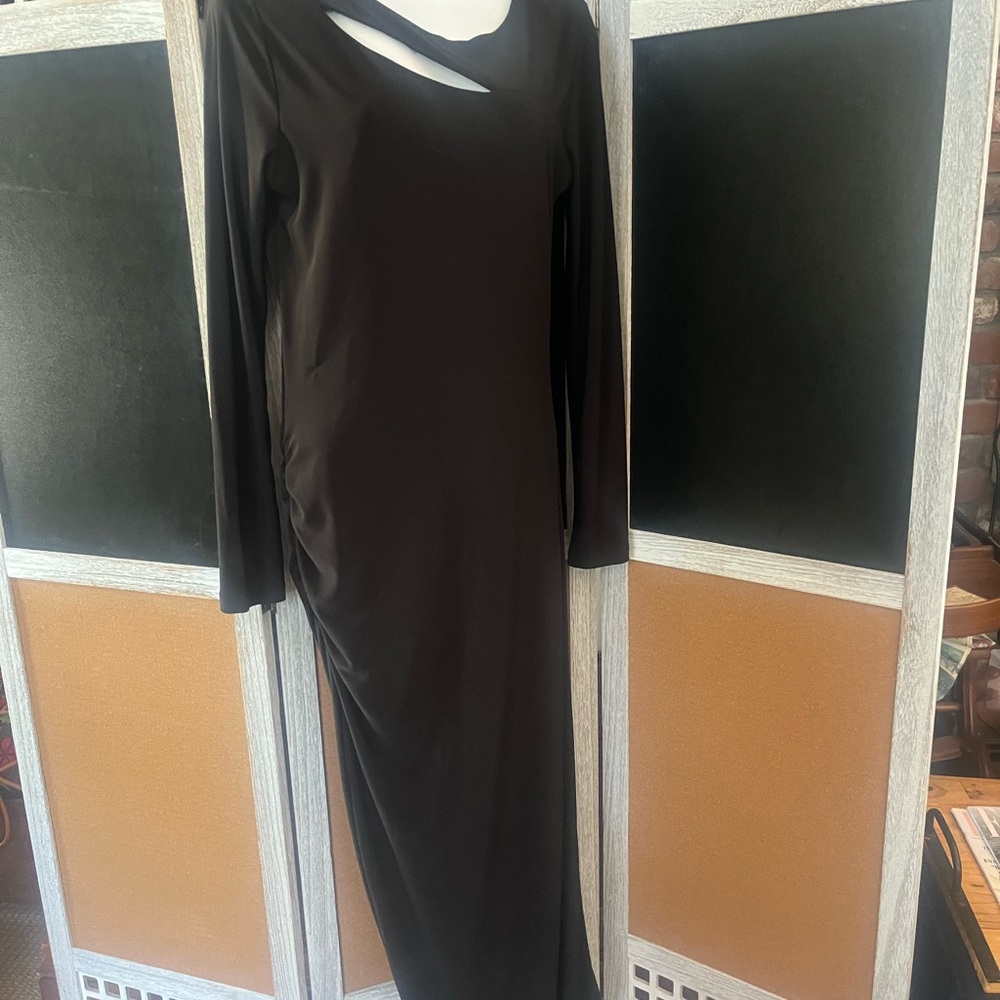 VENUS Black Asymmetrical Long Sleeve Bodycon Dress